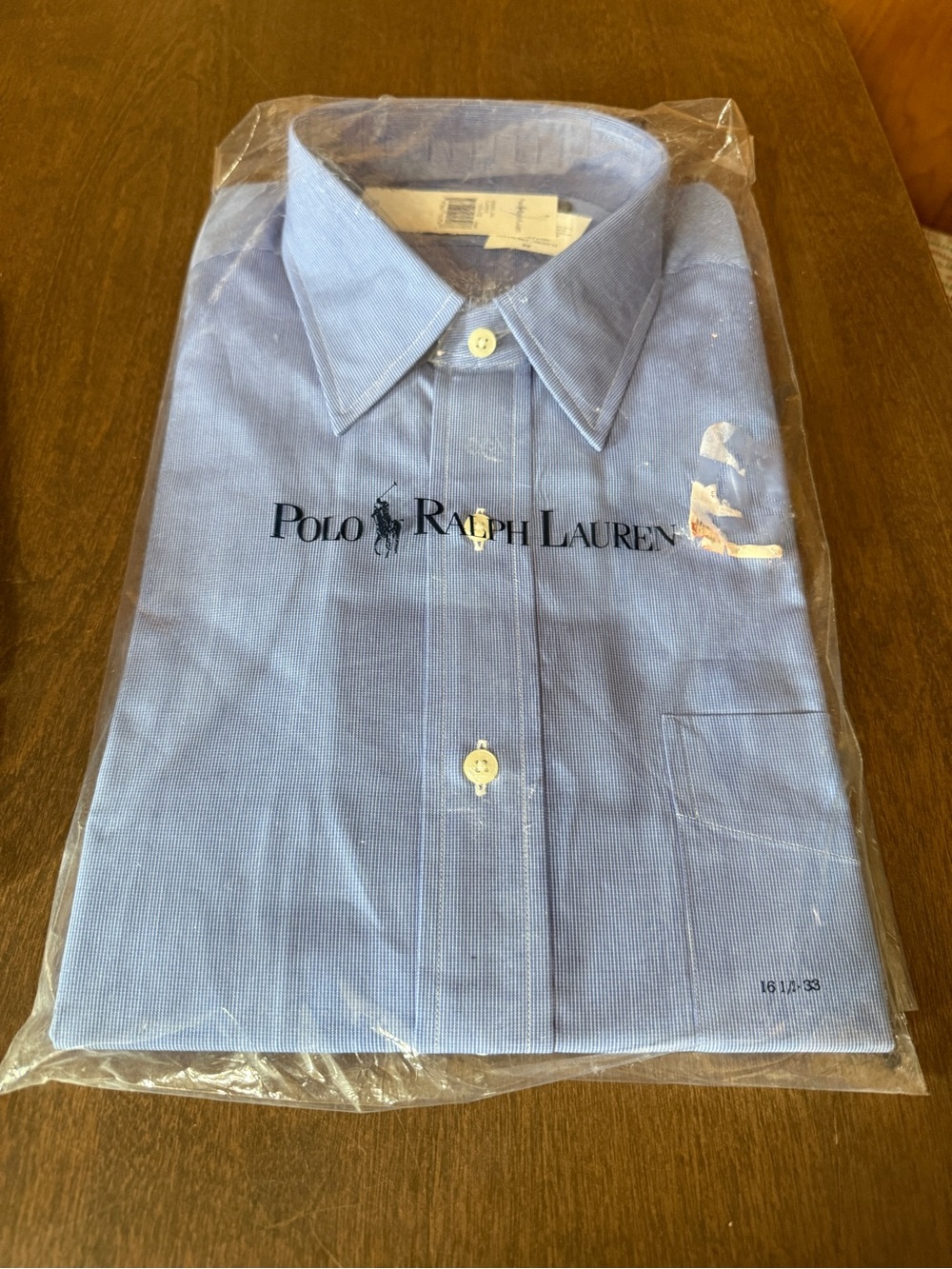 Polo Ralph Lauren Dress Shirt Andrew Blue Cotton Men’s 16.5 33 New In Package